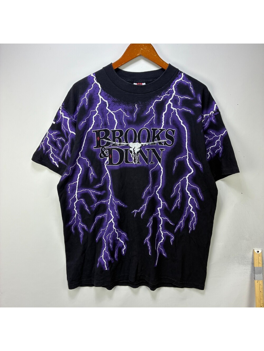 Vintage Brooks & Dunn Lightning All Over Print t shirt XL